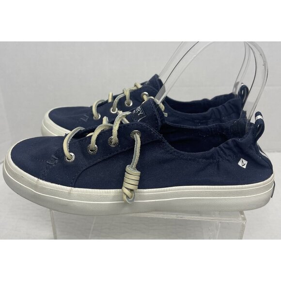Sperry Womens Casual Navy Blue Canvas Slip-On Sneakers SZ 7M - Picture 2 of 10